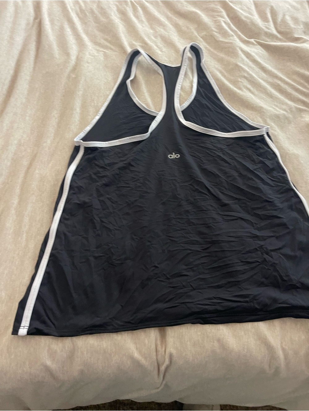 ALO Yoga Black Tank Top with White Trim
